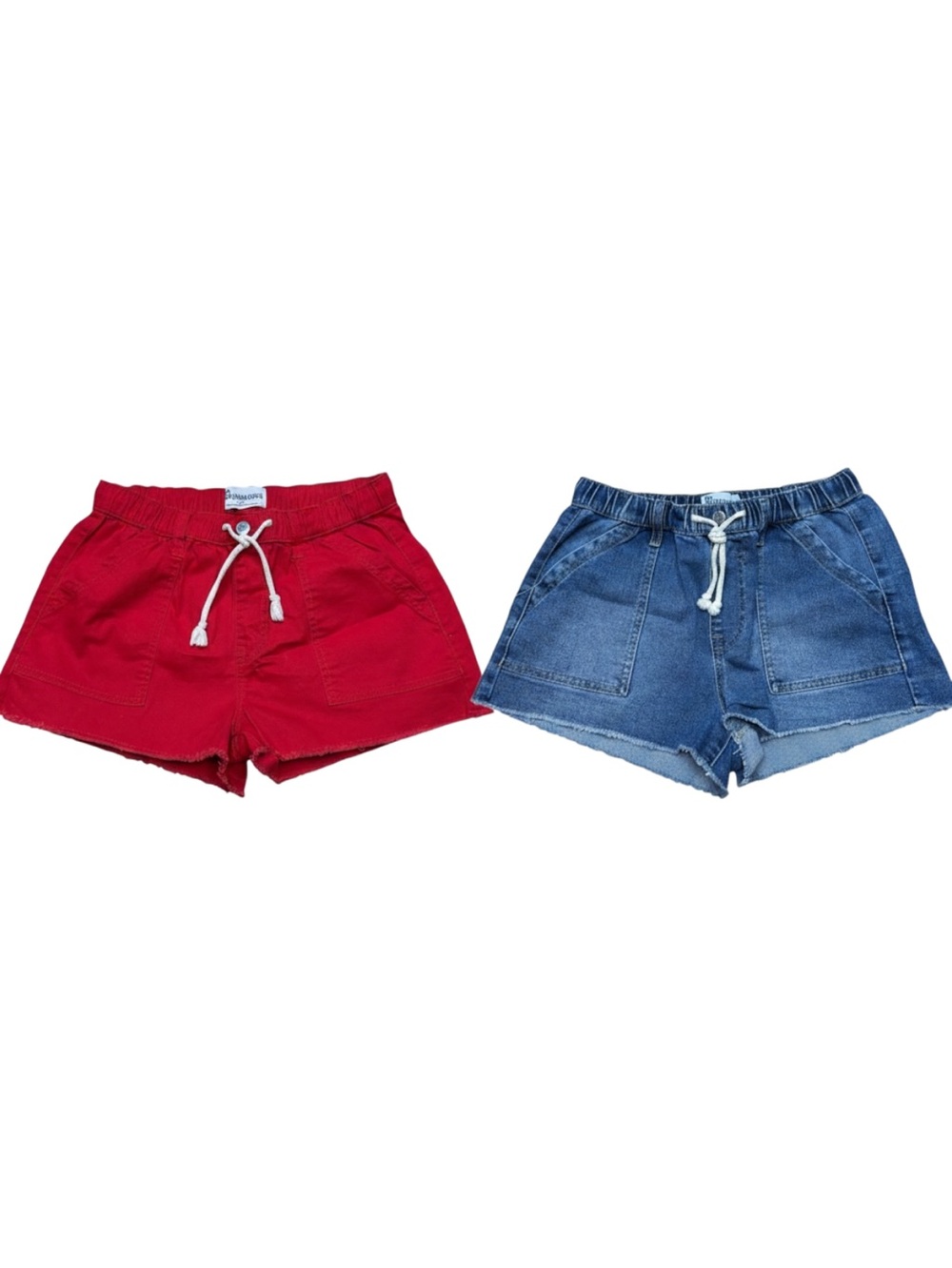 No Boundaries Red and Blue Drawstring Waist Women's Shorts Two Pairs